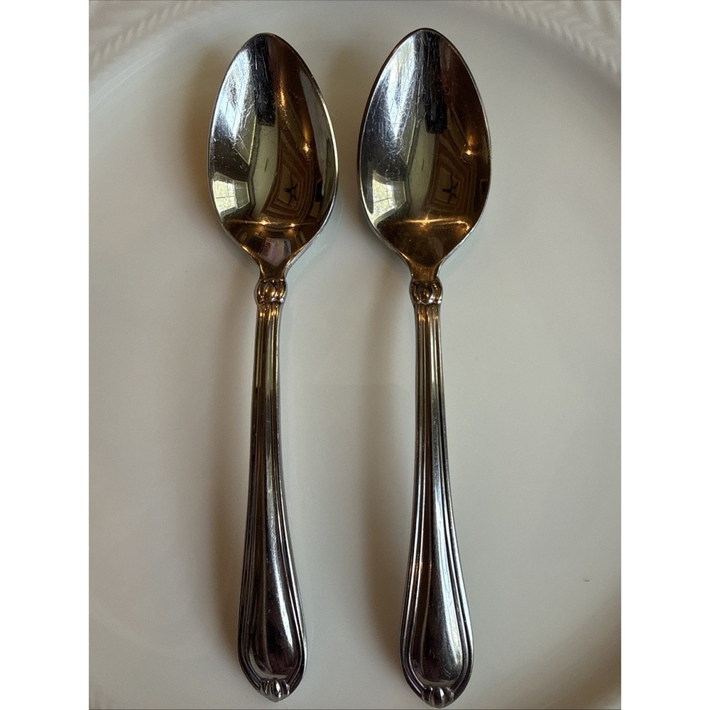 Lenox Chandelle 18/10 Stainless Tea Spoon 6 1/4 Inch Set of 2 Flatware  RARE